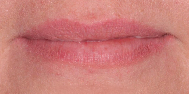 Close up of pale pink lips